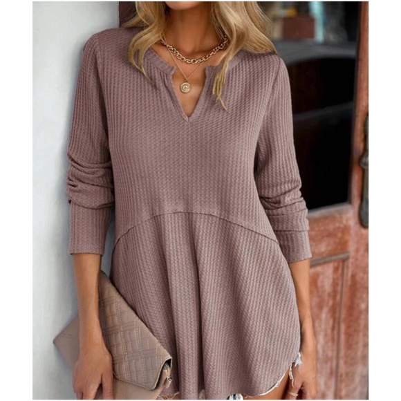 Tops - 016 Cozy Waffle Knit Long Sleeve Top